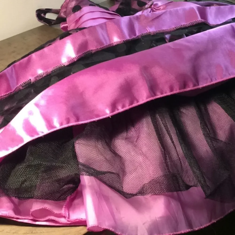 Girls 4T Purple Black Polka dot lined petticoat